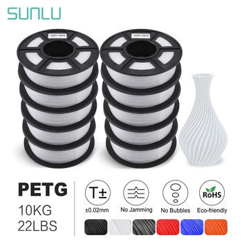 SUNLU 3D принтер материалы PETG 1,75 ММ катушкасы бар жоғары беріктігі жоқ көпіршікті 3D 10 орам/жиынтық жіп PETG жіп 10 кг