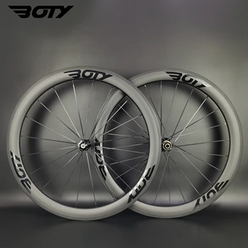 BOTY 700C жол велосипеді Көміртекті доңғалақ жиегінің тежегіші 50 мм тереңдіктегі клинчер/түтіксіз/құбырлы велосипед дөңгелектері Жол велосипеді, теңшелетін логотип